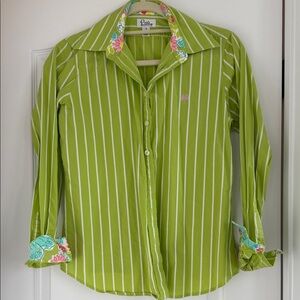 Lilly Pulitzer Lime Green Striped Blouse